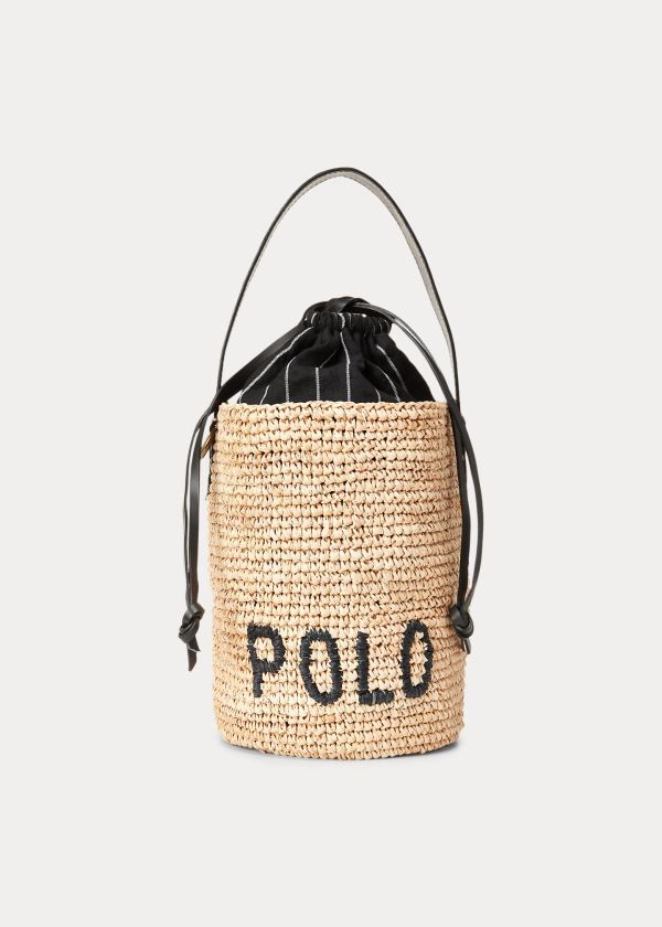 Women's Polo Ralph Lauren Raffia Mini Bucket Bag | 380579LNH